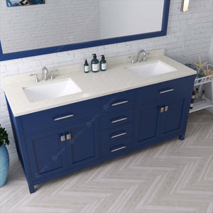 Virtu USA Caroline 72" Double Bath Vanity in Cashmere Gray with White Quartz Top and Square Sinks