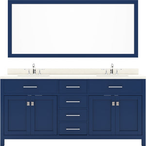 Virtu USA Caroline 72" Double Bath Vanity with White Quartz Top and Square Sinks with Matching Mirror - Luxe Bathroom Vanities