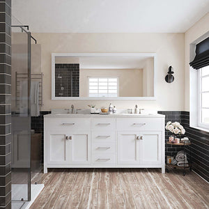 Virtu USA Caroline 72" Double Bath Vanity in Cashmere Gray with White Quartz Top and Square Sinks