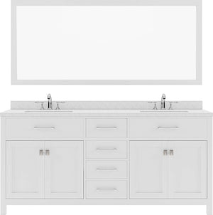 Virtu USA Caroline 72" Double Bath Vanity with Dazzle White Top and Square Sink with Mirror - Luxe Bathroom Vanities Luxury Bathroom Fixtures Bathroom Furniture