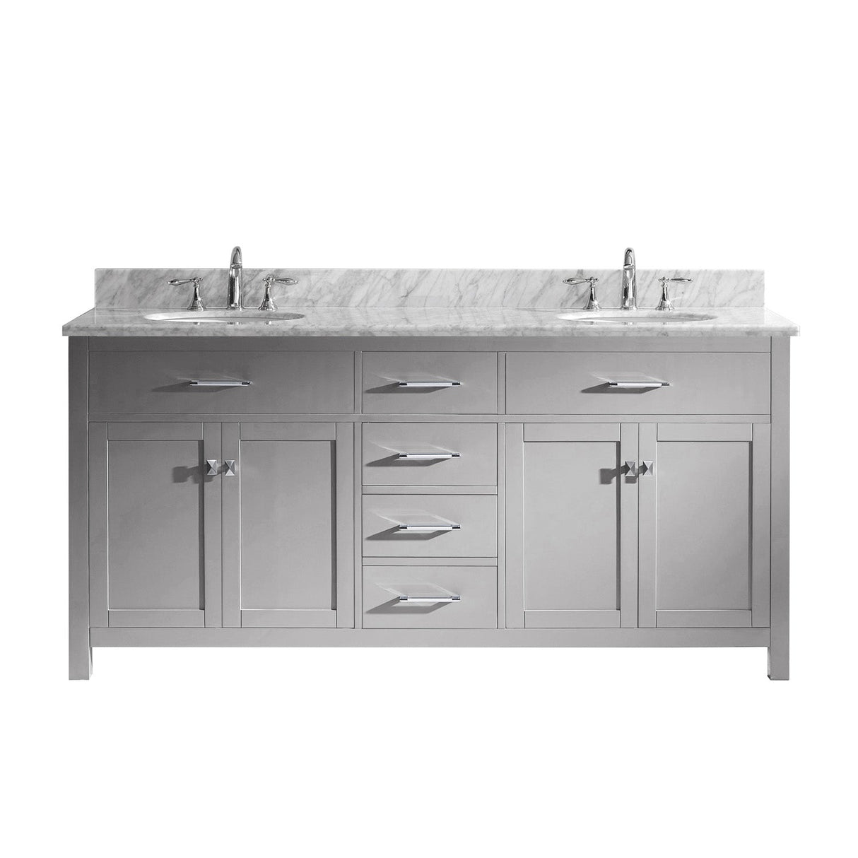 Virtu USA Caroline 72" Double Bath Vanity in Cashmere Grey with Marble Top and Round Sink - Luxe Bathroom Vanities Luxury Bathroom Fixtures Bathroom Furniture