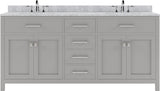 Virtu USA Caroline 72" Double Bath Vanity with Marble Top and Round Sink with Brushed Nickel Faucet - Luxe Bathroom Vanities