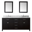 Virtu USA Caroline 72" Double Bath Vanity in Espresso with Marble Top and Round Sink with Mirrors - Luxe Bathroom Vanities Luxury Bathroom Fixtures Bathroom Furniture