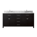 Virtu USA Caroline 72" Double Bath Vanity with Marble Top and Round Sink - Luxe Bathroom Vanities