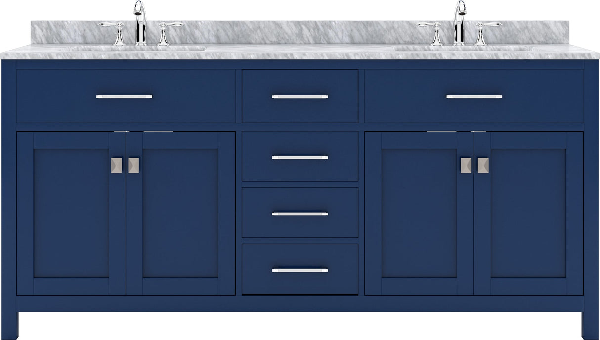 Virtu USA Caroline 72" Double Bath Vanity with White Marble Top and Round Sinks - Luxe Bathroom Vanities