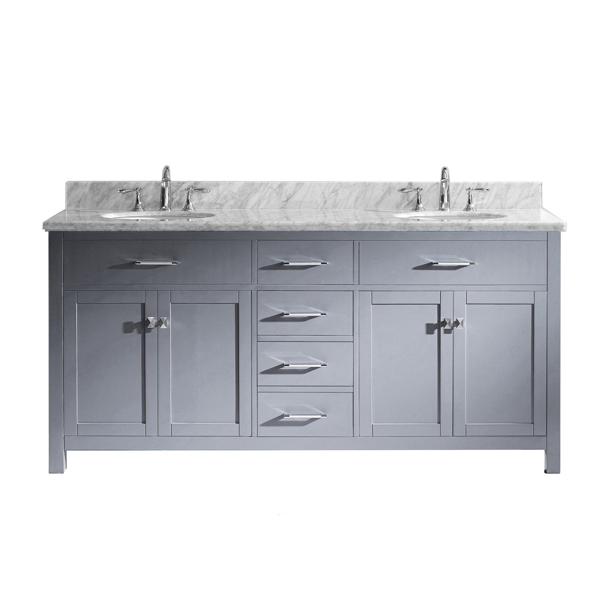 Virtu USA Caroline 72" Double Bath Vanity with Marble Top and Round Sink - Luxe Bathroom Vanities