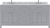 Virtu USA Caroline 72" Double Bath Vanity with Marble Top and Round Sink with Brushed Nickel Faucet - Luxe Bathroom Vanities