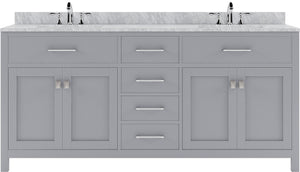Virtu USA Caroline 72" Double Bath Vanity with Marble Top and Round Sink with Brushed Nickel Faucet - Luxe Bathroom Vanities