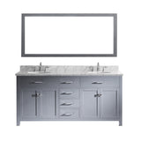 Virtu USA Caroline 72" Double Bath Vanity with Marble Top and Round Sink with Mirror - Luxe Bathroom Vanities