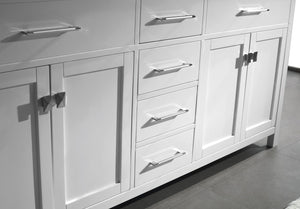 Virtu USA Caroline 72" Double Bath Vanity with White Marble Top and Round Sinks with Polished Chrome Faucets with Matching Mirror