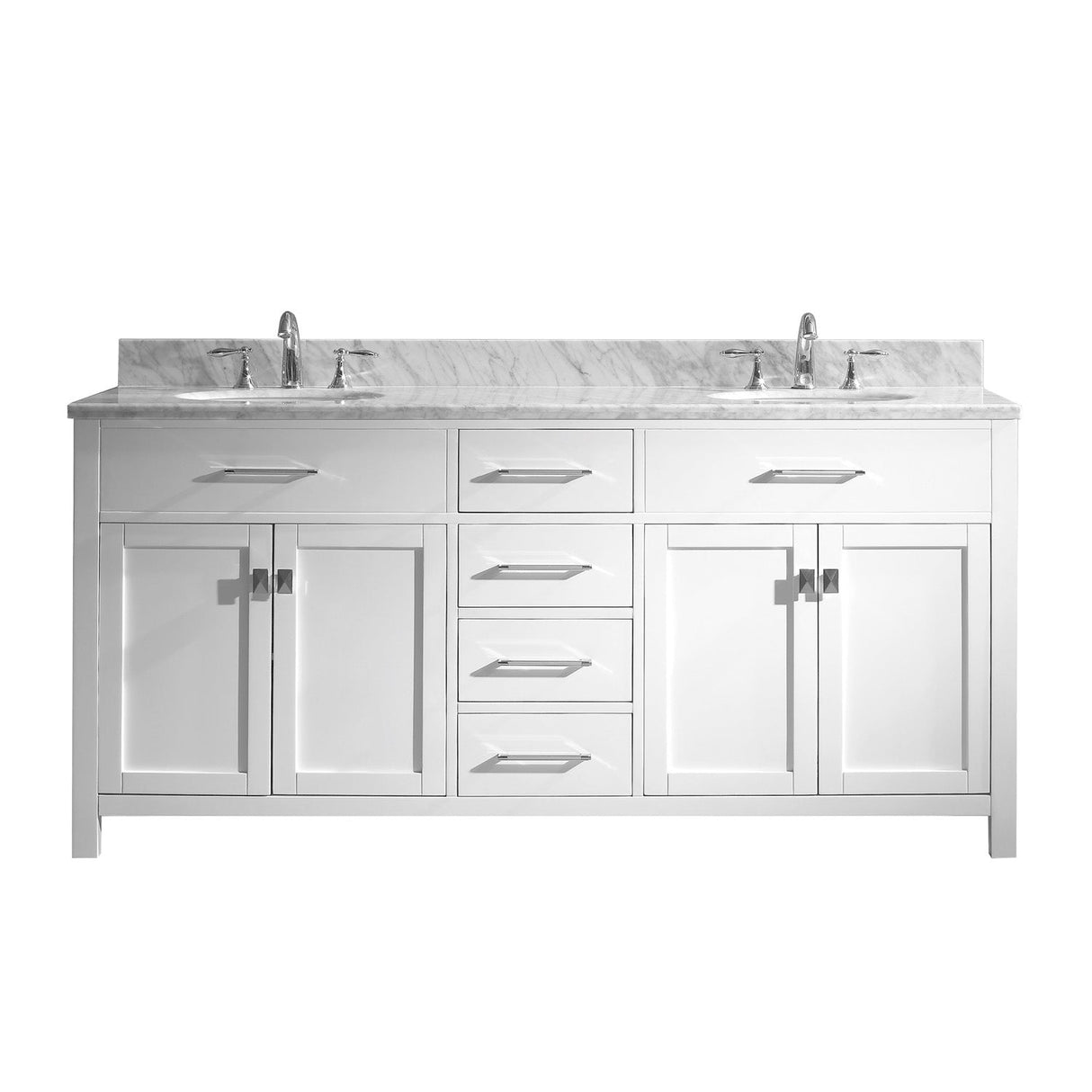 Virtu USA Caroline 72" Double Bath Vanity with Marble Top and Round Sink - Luxe Bathroom Vanities