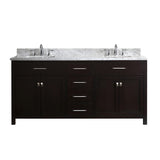 Virtu USA Caroline 72" Double Bath Vanity with Marble Top and Square Sink with Brushed Nickel Faucet - Luxe Bathroom Vanities Luxury Bathroom Fixtures Bathroom Furniture