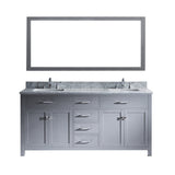 Virtu USA Caroline 72" Double Bath Vanity with Marble Top and Square Sink with Brushed Nickel Faucet and Mirror - Luxe Bathroom Vanities