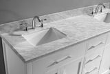 Virtu USA Caroline 72" Double Bath Vanity with White Marble Top and Square Sinks with Brushed Nickel Faucets with Matching Mirror