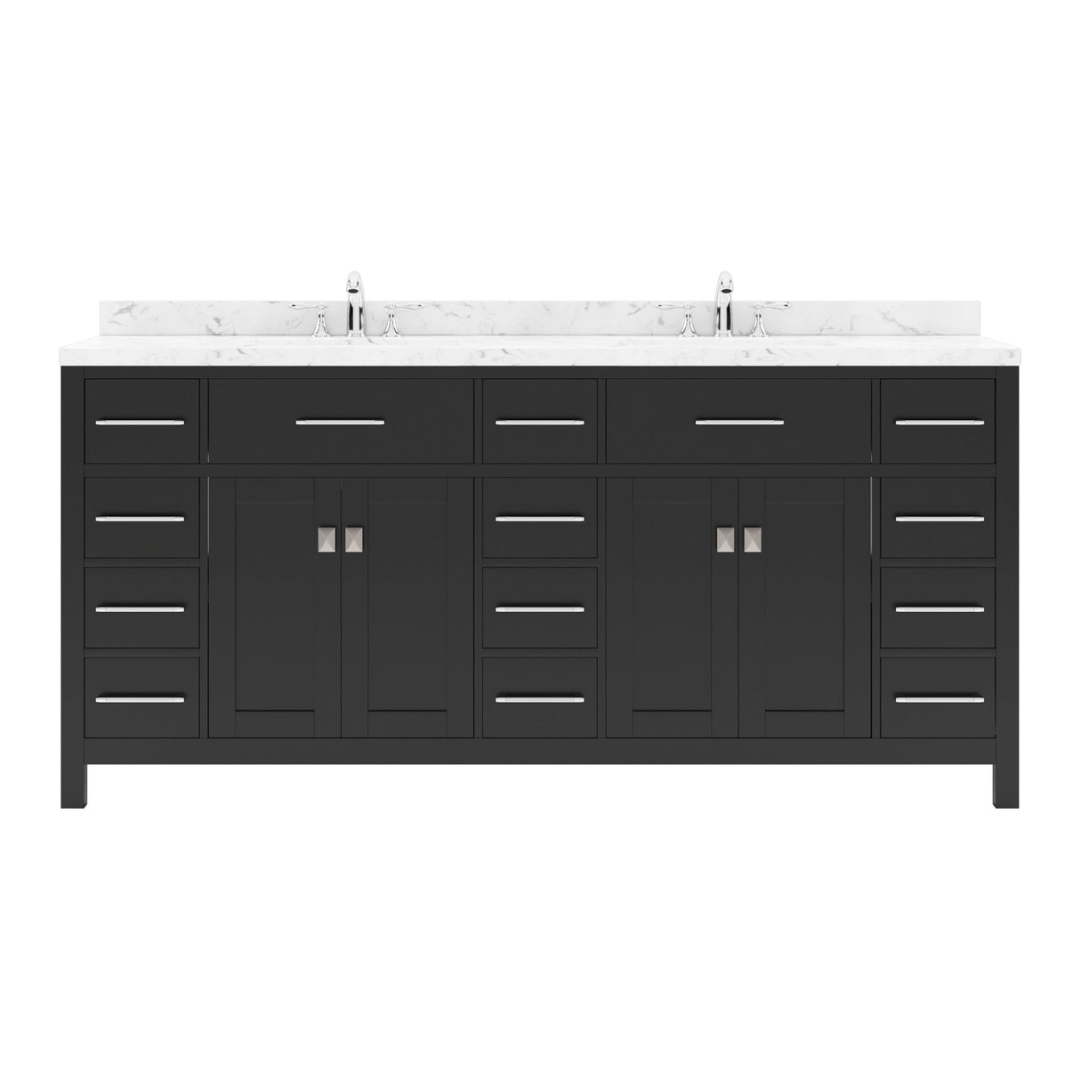 Virtu USA Caroline Parkway 72" Double Bath Vanity with White Quartz Top and Round Sinks - Luxe Bathroom Vanities