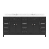 Virtu USA Caroline Parkway 72" Double Bath Vanity with White Quartz Top and Round Sinks - Luxe Bathroom Vanities