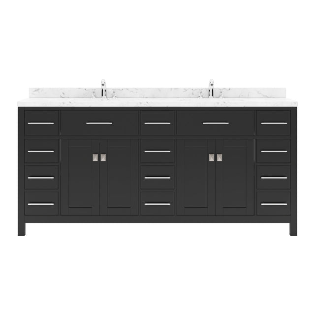 Virtu USA Caroline Parkway 72" Double Bath Vanity with White Quartz Top and Round Sinks - Luxe Bathroom Vanities