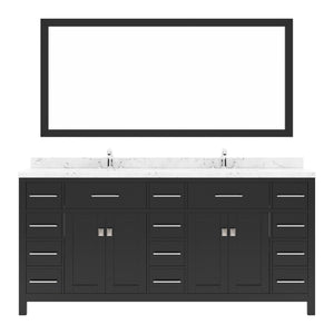 Virtu USA Caroline Parkway 72" Double Bath Vanity with White Quartz Top and Round Sinks with Polished Chrome Faucets with Matching Mirror - Luxe Bathroom Vanities