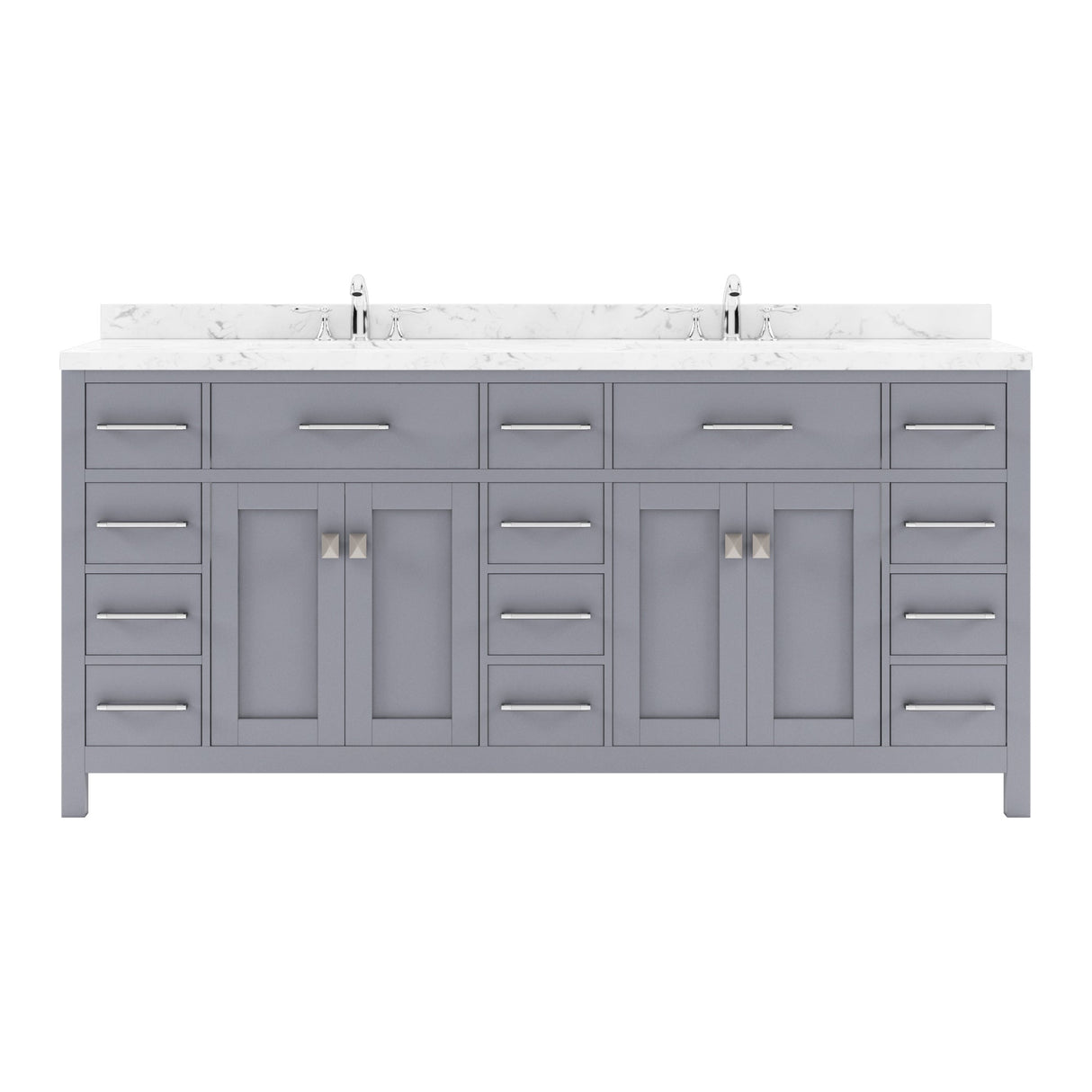 Virtu USA Caroline Parkway 72" Double Bath Vanity with White Quartz Top and Round Sinks - Luxe Bathroom Vanities