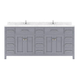 Virtu USA Caroline Parkway 72" Double Bath Vanity with White Quartz Top and Round Sinks - Luxe Bathroom Vanities