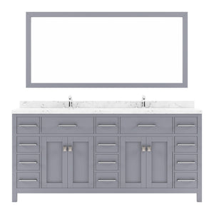 Virtu USA Caroline Parkway 72" Double Bath Vanity with White Quartz Top and Round Sinks with Matching Mirror - Luxe Bathroom Vanities