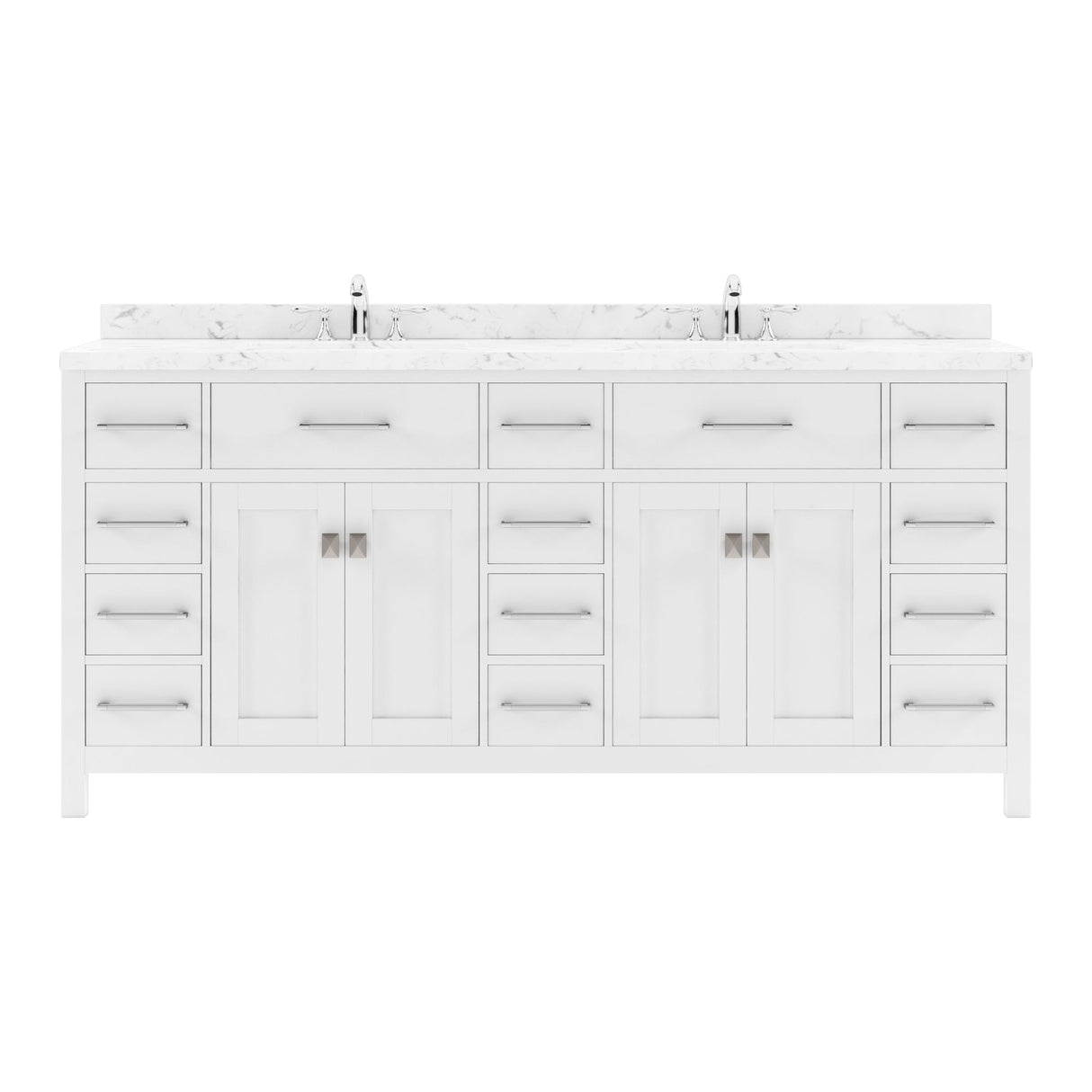 Virtu USA Caroline Parkway 72" Double Bath Vanity with White Quartz Top and Round Sinks - Luxe Bathroom Vanities