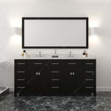 Virtu USA Caroline Parkway 72" Double Bath Vanity with White Quartz Top and Square Sinks with Brushed Nickel Faucets with Matching Mirror