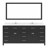 Virtu USA Caroline Parkway 72" Double Bath Vanity with White Quartz Top and Square Sinks with Brushed Nickel Faucets with Matching Mirror - Luxe Bathroom Vanities