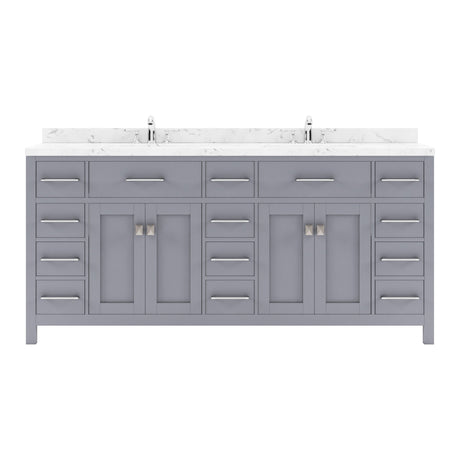 Virtu USA Caroline Parkway 72" Double Bath Vanity with White Quartz Top and Square Sinks - Luxe Bathroom Vanities