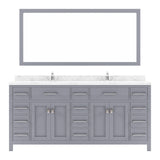 Virtu USA Caroline Parkway 72" Double Bath Vanity with White Quartz Top and Square Sinks with Polished Chrome Faucets with Matching Mirror - Luxe Bathroom Vanities