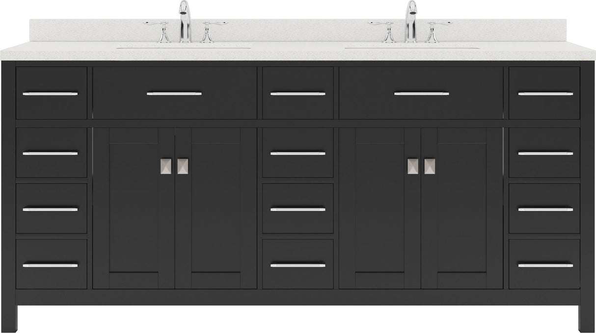 Virtu USA Caroline Parkway 72" Double Bath Vanity with White Quartz Top and Round Sinks - Luxe Bathroom Vanities