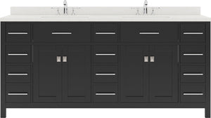 Virtu USA Caroline Parkway 72" Double Bath Vanity with White Quartz Top and Round Sinks - Luxe Bathroom Vanities