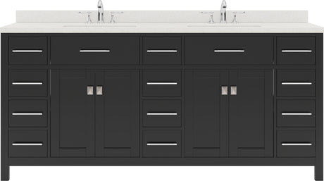 Virtu USA Caroline Parkway 72" Double Bath Vanity with White Quartz Top and Round Sinks - Luxe Bathroom Vanities