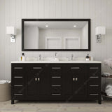 Virtu USA Caroline Parkway 72" Double Bath Vanity with Dazzle White Top and Round Sinks with Matching Mirror