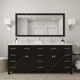 Virtu USA Caroline Parkway 72" Double Bath Vanity with Dazzle White Top and Round Sinks with Brushed Nickel Faucets with Matching Mirror