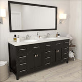 Virtu USA Caroline Parkway 72" Double Bath Vanity with Dazzle White Top and Round Sinks with Matching Mirror