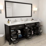 Virtu USA Caroline Parkway 72" Double Bath Vanity with Dazzle White Top and Round Sinks with Matching Mirror