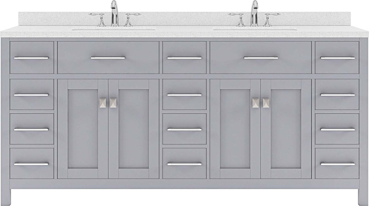 Virtu USA Caroline Parkway 72" Double Bath Vanity with Dazzle White Top and Round Sink - Luxe Bathroom Vanities Luxury Bathroom Fixtures Bathroom Furniture