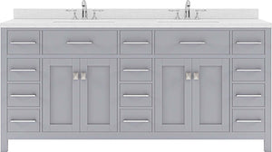 Virtu USA Caroline Parkway 72" Double Bath Vanity with Dazzle White Top and Round Sink - Luxe Bathroom Vanities Luxury Bathroom Fixtures Bathroom Furniture