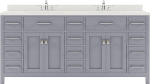 Virtu USA Caroline Parkway 72" Double Bath Vanity with Dazzle White Top and Round Sinks with Matching Mirror
