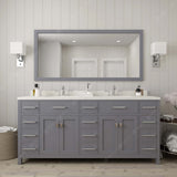 Virtu USA Caroline Parkway 72" Double Bath Vanity with Dazzle White Top and Round Sinks with Matching Mirror