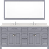 Virtu USA Caroline Parkway 72" Double Bath Vanity with Dazzle White Top and Round Sinks with Matching Mirror - Luxe Bathroom Vanities