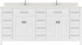 Virtu USA Caroline Parkway 72" Double Bath Vanity with Dazzle White Top and Round Sinks with Matching Mirror