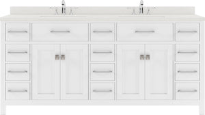 Virtu USA Caroline Parkway 72" Double Bath Vanity with Dazzle White Top and Round Sinks with Matching Mirror