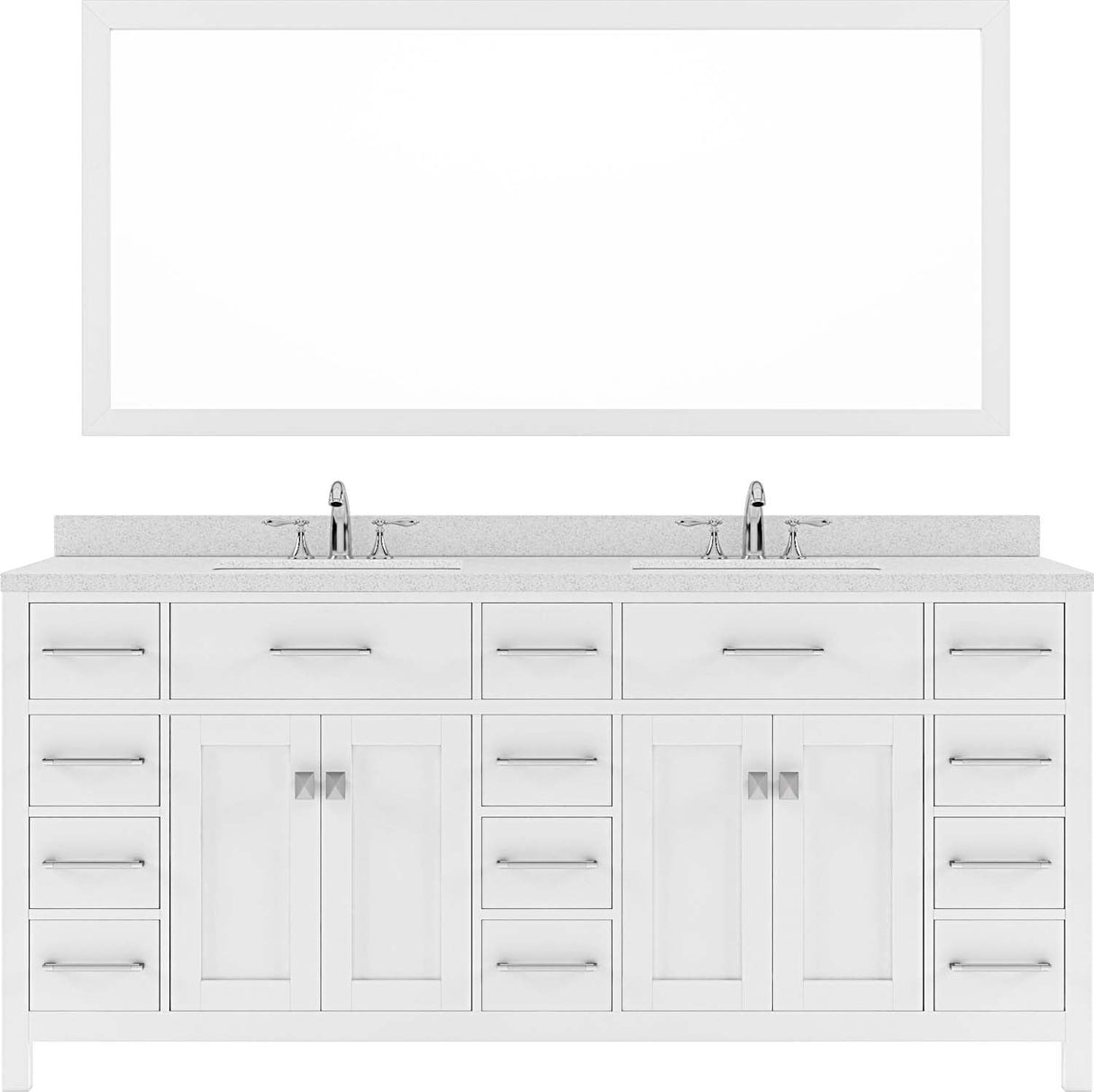 Virtu USA Caroline Parkway 72" Double Bath Vanity in White with Dazzle White Top and Round Sink with Mirror - Luxe Bathroom Vanities Luxury Bathroom Fixtures Bathroom Furniture