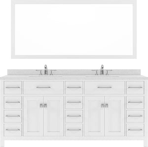 Virtu USA Caroline Parkway 72" Double Bath Vanity in White with Dazzle White Top and Round Sink with Mirror - Luxe Bathroom Vanities Luxury Bathroom Fixtures Bathroom Furniture