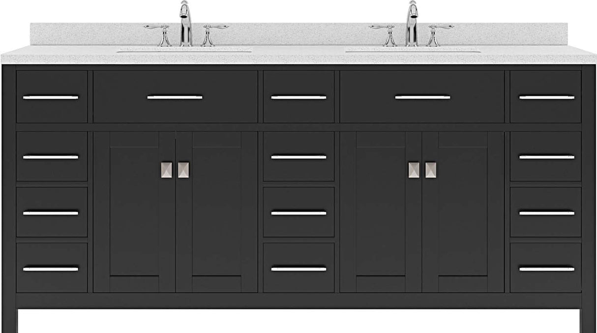 Virtu USA Caroline Parkway 72" Double Bath Vanity with Dazzle White Top and Square Sink - Luxe Bathroom Vanities Luxury Bathroom Fixtures Bathroom Furniture