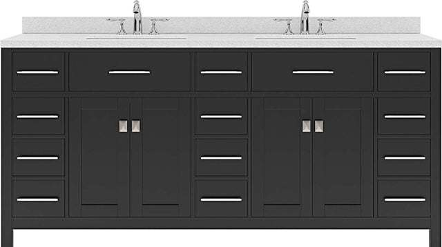 Virtu USA Caroline Parkway 72" Double Bath Vanity with Dazzle White Top and Square Sink - Luxe Bathroom Vanities Luxury Bathroom Fixtures Bathroom Furniture