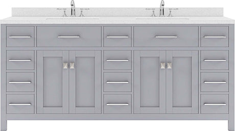 Virtu USA Caroline Parkway 72" Double Bath Vanity with Dazzle White Top and Square Sink - Luxe Bathroom Vanities Luxury Bathroom Fixtures Bathroom Furniture