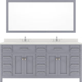 Virtu USA Caroline Parkway 72" Double Bath Vanity with Dazzle White Top and Square Sinks with Brushed Nickel Faucets with Matching Mirror